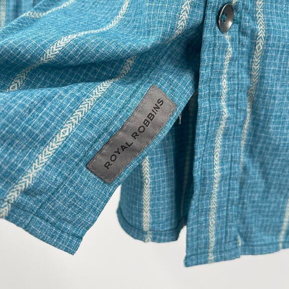 ROYAL ROBBINS Shirt Size Medium Button Down NWT Vista Travel Vacation S/S Blue - Picture 5 of 15